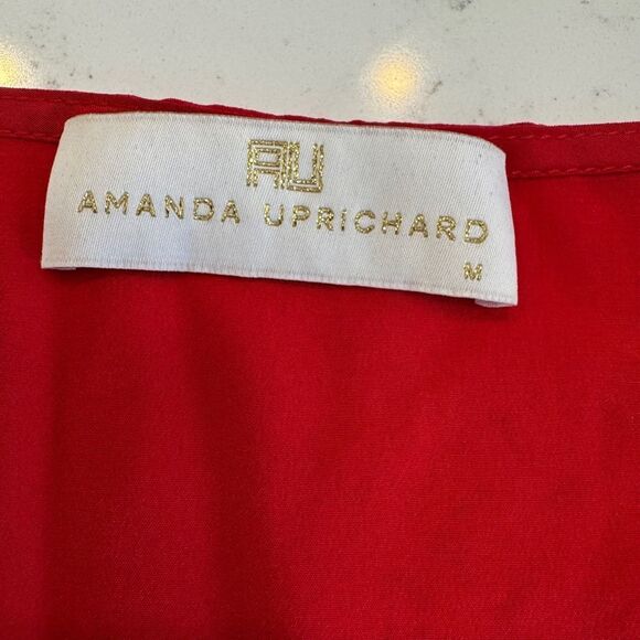 Amanda Uprichard Red 100% Silk Drapey Sleeveless Blouse Medium Holiday Christmas - Picture 4 of 5
